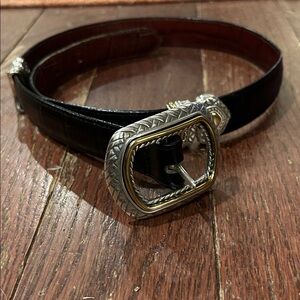 Brighton Black Leather Belt with Silver Buckle